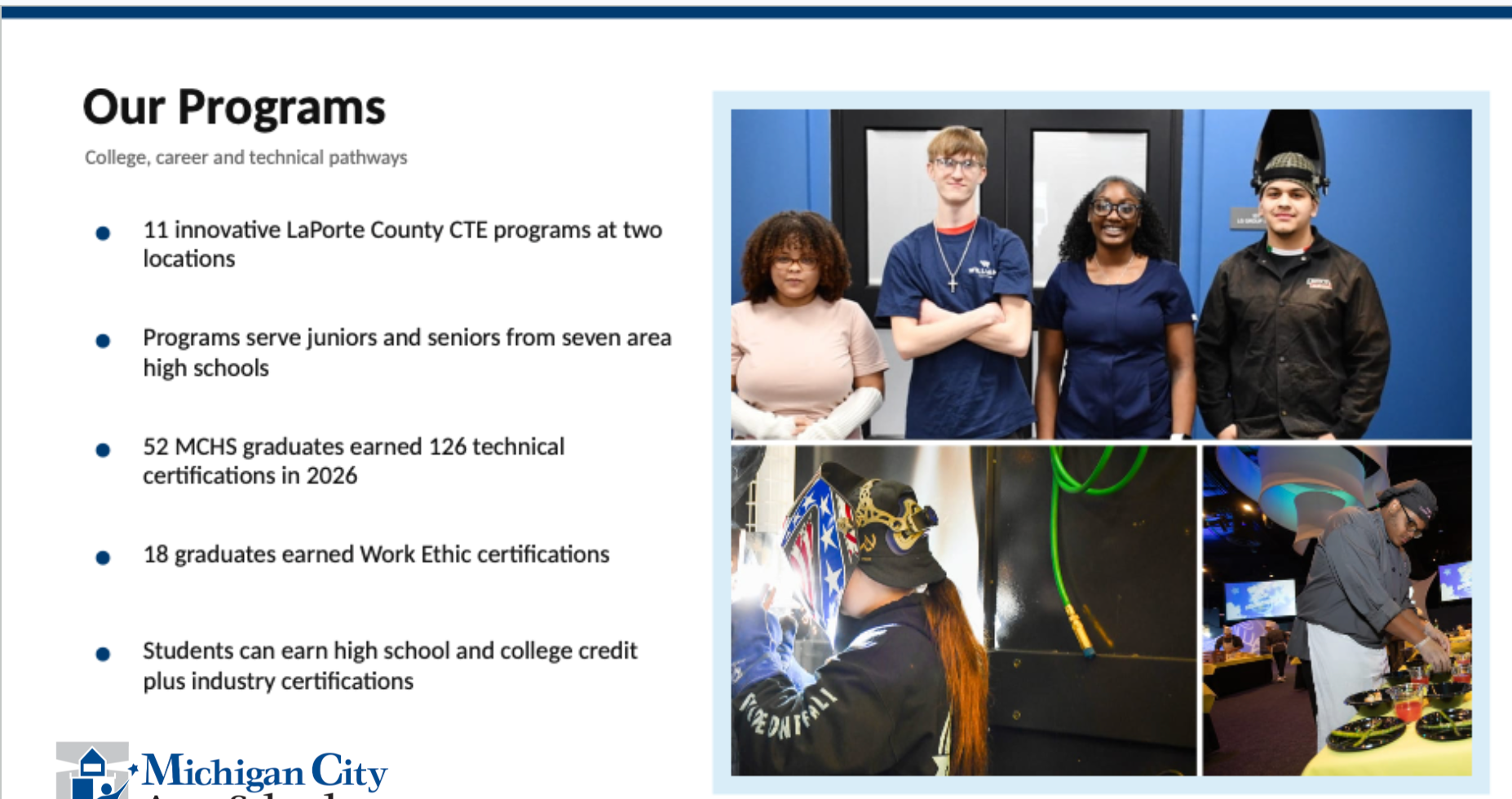 Michigan City students participating in career and technical education programs